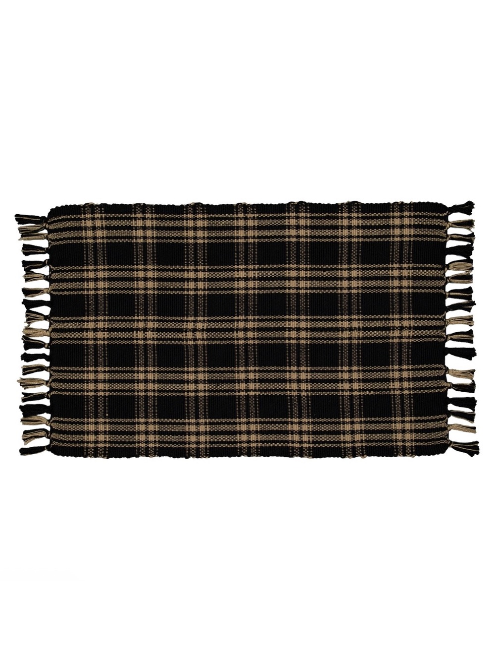 New My Texas House Halloween Black Plaid Indoor/Outdoor Layering Rug, 24"x38"